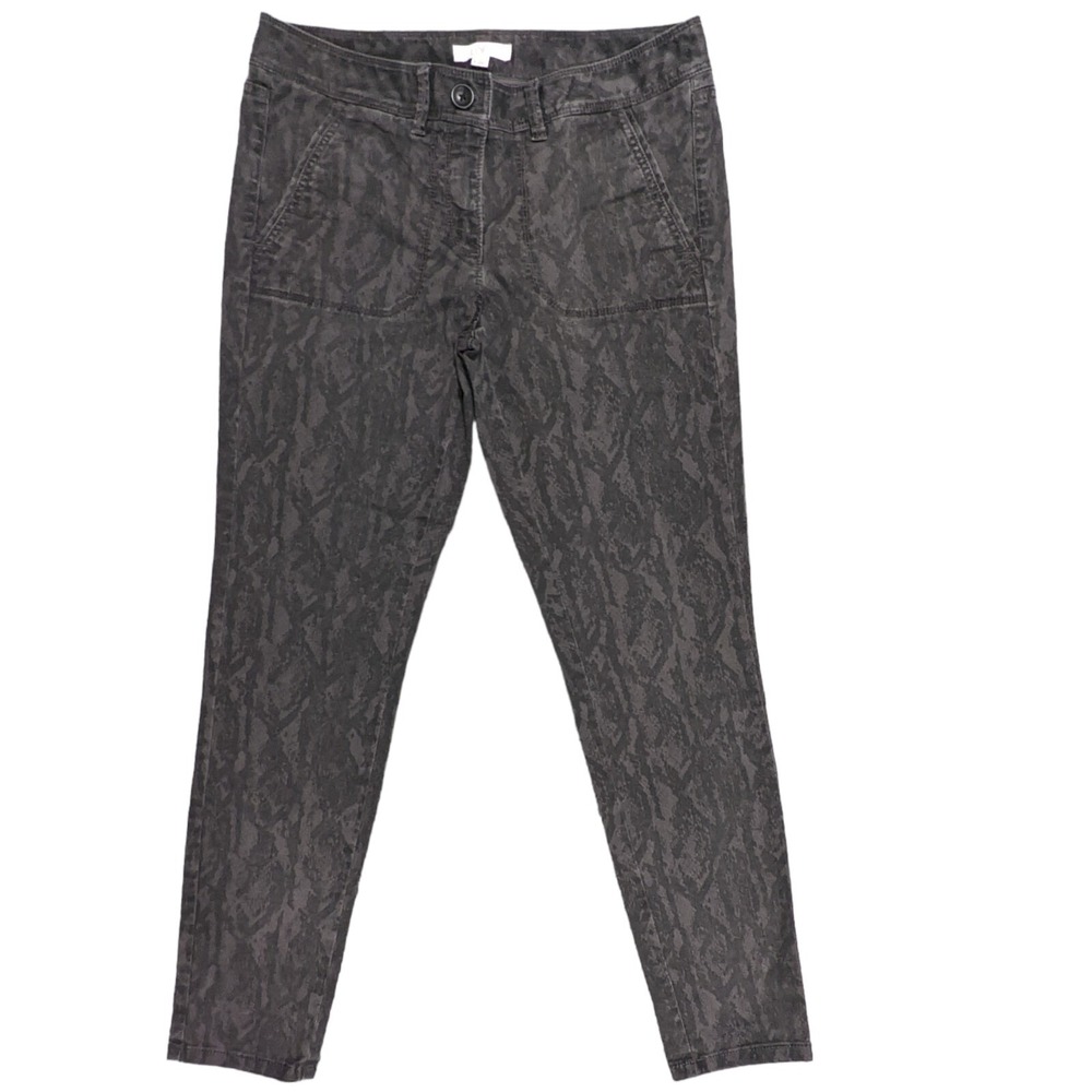 LOFT Marisa Pants Womens 6 Gray Snake Print Slim Tapered Stretch 381697